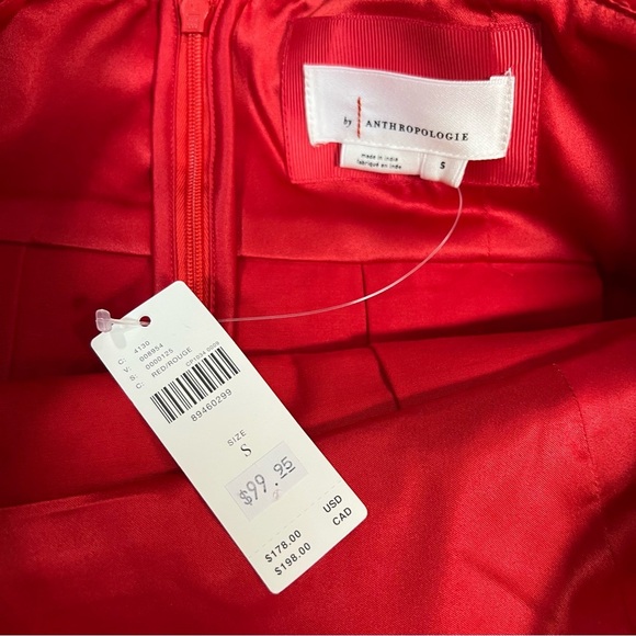 🆕 By Anthropologie Sleeveless Foldover Knee-Length Dress in Red SZ SM - Picture 6 of 8
